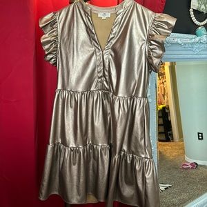 Metallic faux leather size medium dress